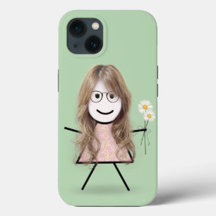 Stick Girl with Daisies iPhone 13 Case