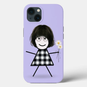Stick Girl with Daisies iPhone 13 Case