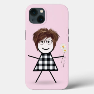 Stick Girl with Daisy Bouquet iPhone 13 Case