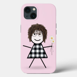 Stick Girl with Daisy Bouquet iPhone 13 Case