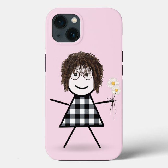Stick Girl with Daisy Bouquet Case-Mate iPhone Case (Back)