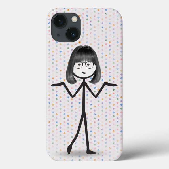 Stick Girl with Glasses on Polka Dots  Case-Mate iPhone Case (Back)