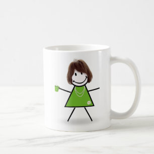 Stick Girl With Green Coffee Mug