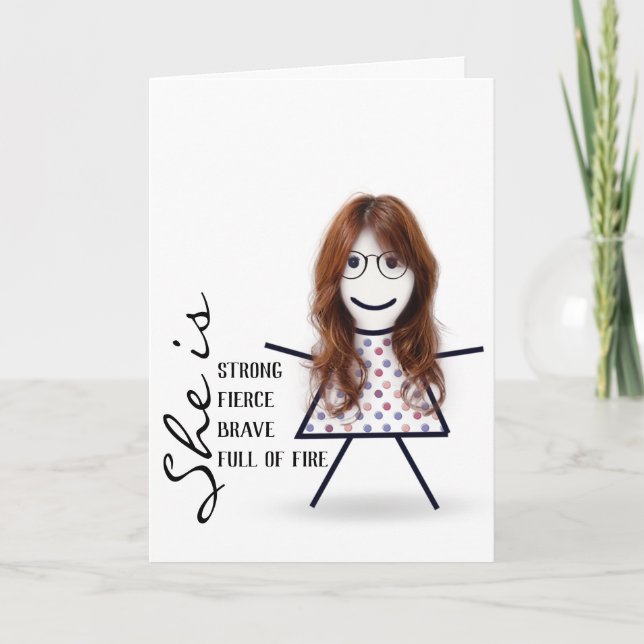 Stick Girl with Hair For Mom  Card (Front)