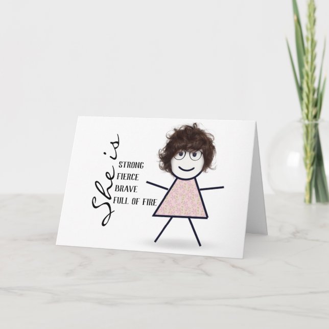Stick Girl with Hair for Mom Card (Front)