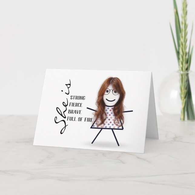 Stick Girl with Hair for Mom's Birthday Card (Front)