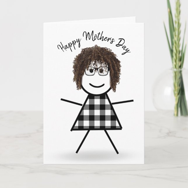 Stick Girl with Hair for Mother's Day   Card (Front)