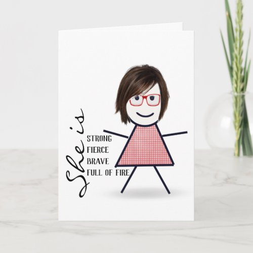 Stick Girl with Hair For Sister Card