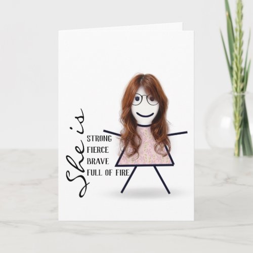 Stick Girl with Hair For Sister Card