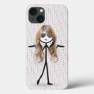Stick Girl With Hair on Dots iPhone 13 Case