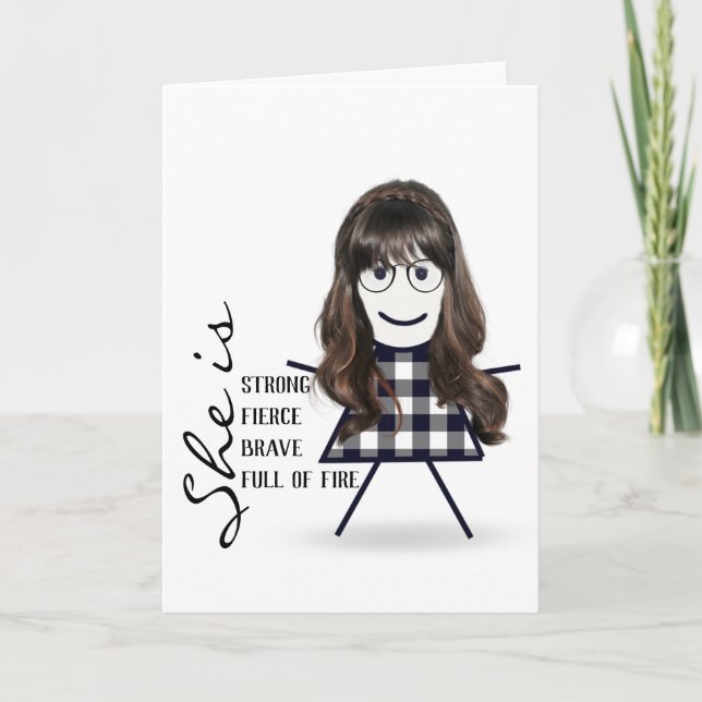 Stick Girl with Long Hair For Sister   Card (Front)