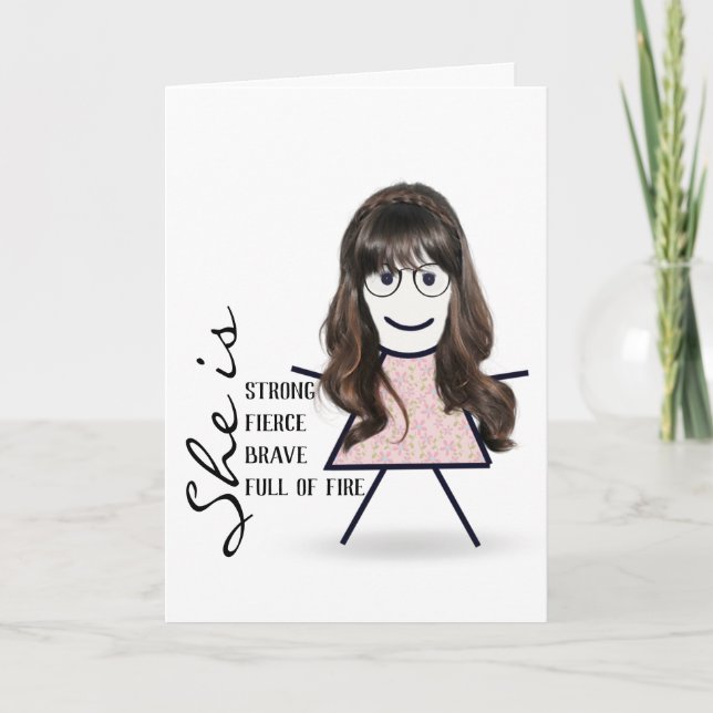 Stick Girl with Long Hair For Sister  Card (Front)