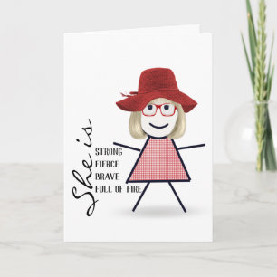 Stick Girl with Red Hat Card