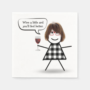 Stick Girl with Red Wine Napkins