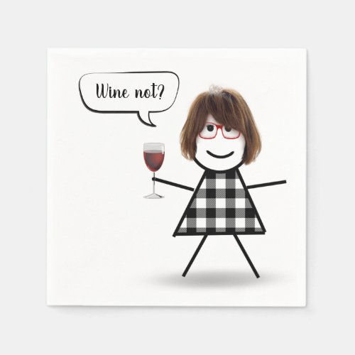 Stick Girl with Red Wine Napkins