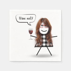Stick Girl with Red Wine Napkins