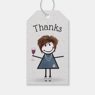 Stick Girl With Sneakers Thank You Gift Tags