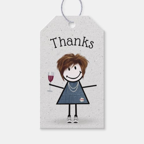 Stick Girl With Sneakers Thank You Gift Tags