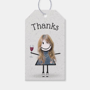 Stick Girl With Sneakers Thank You Gift Tags