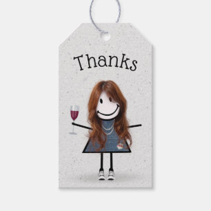 Stick Girl With Sneakers Thank You Gift Tags