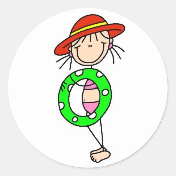 Stick Girl With Swim Tube Sticker by stick_figures at Zazzle