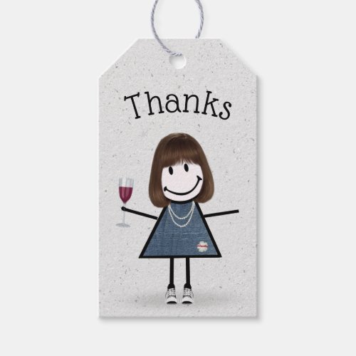 Stick Girl With Wine and Sneakers  Gift Tags