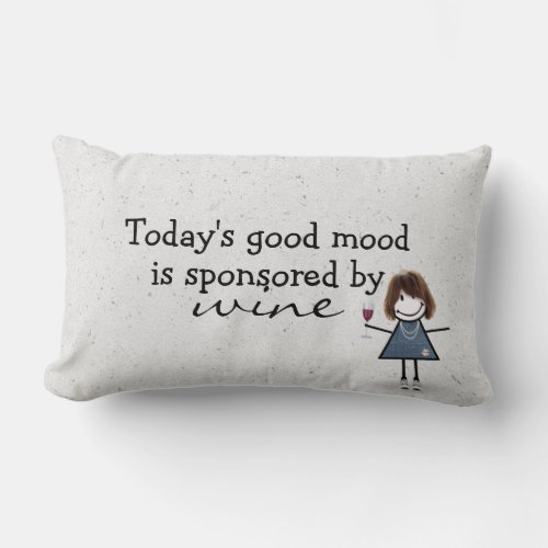 Stick Girl With Wine and Sneakers  Lumbar Pillow