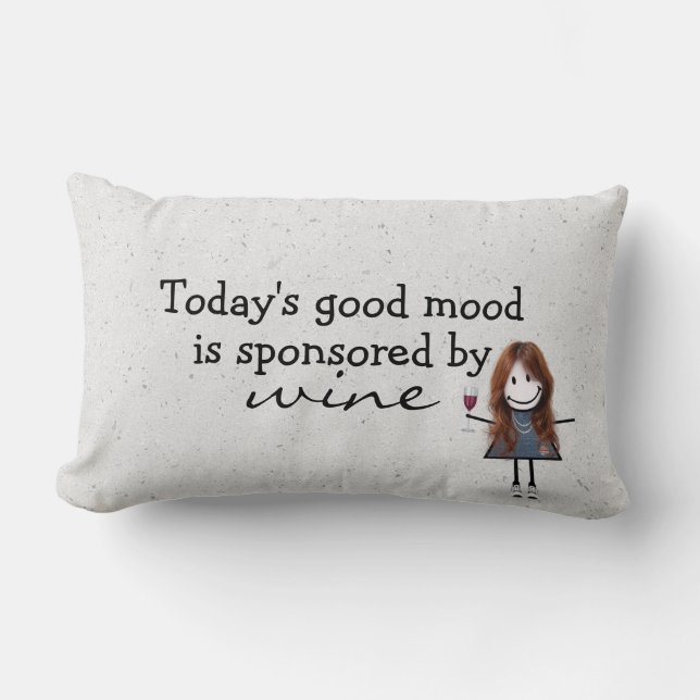 Stick Girl With Wine and Sneakers Lumbar Pillow (Front)