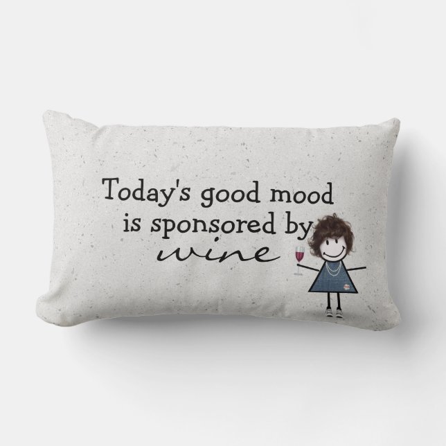 Stick Girl With Wine and Sneakers Lumbar Pillow (Front)