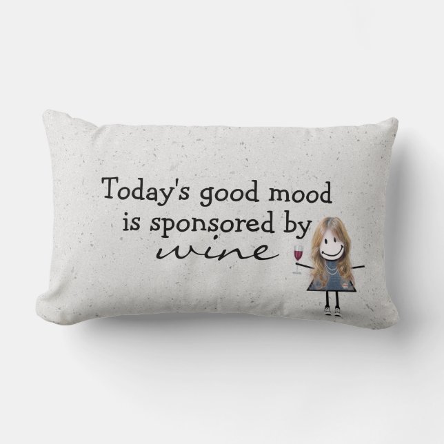 Stick Girl With Wine and Sneakers  Lumbar Pillow (Front)