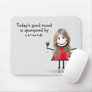 Stick Girl With Wine and Sneakers Mouse Pad