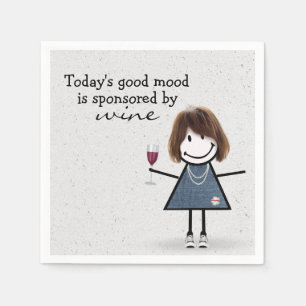 Stick Girl With Wine and Sneakers Napkins