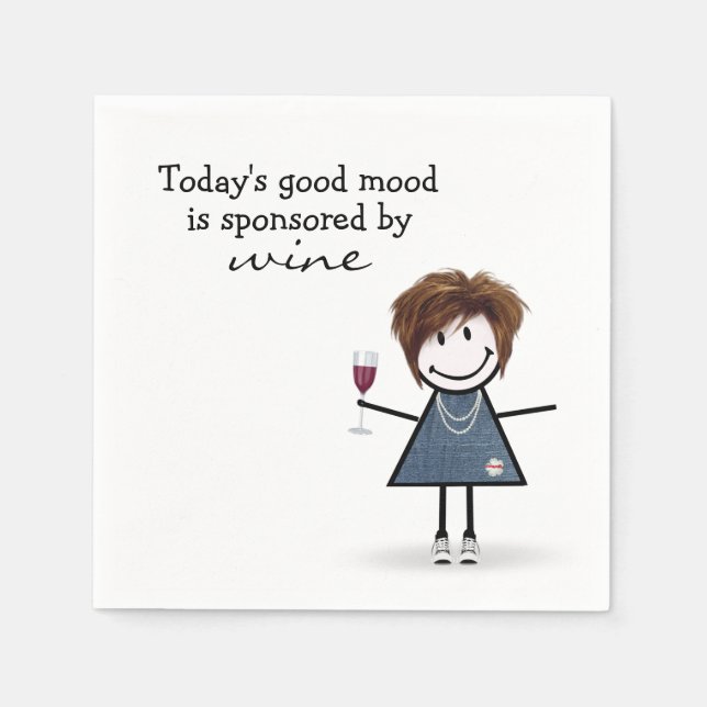 Stick Girl With Wine and Sneakers  Napkins (Front)