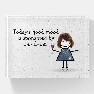 Stick Girl With Wine and Sneakers Paperweight