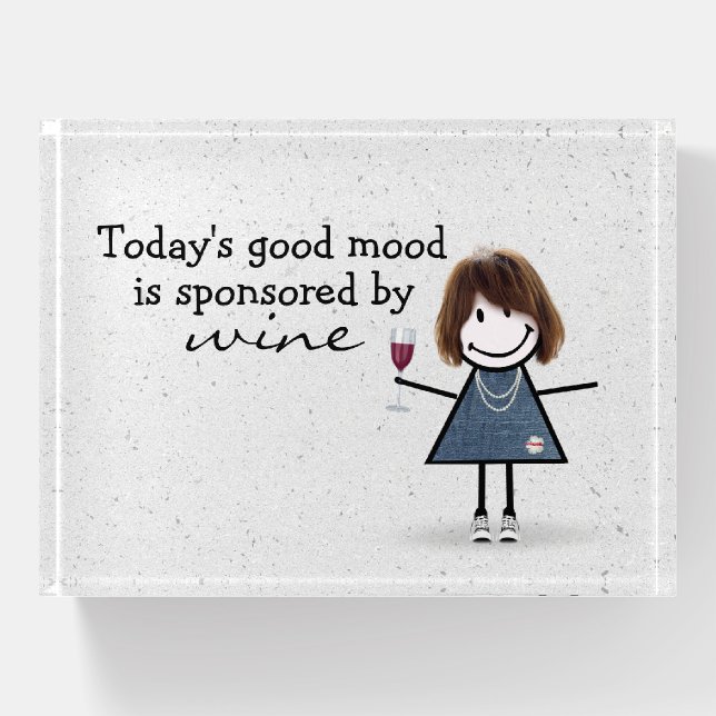 Stick Girl With Wine and Sneakers   Paperweight (Front)
