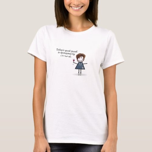 Stick Girl With Wine and Sneakers  T_Shirt