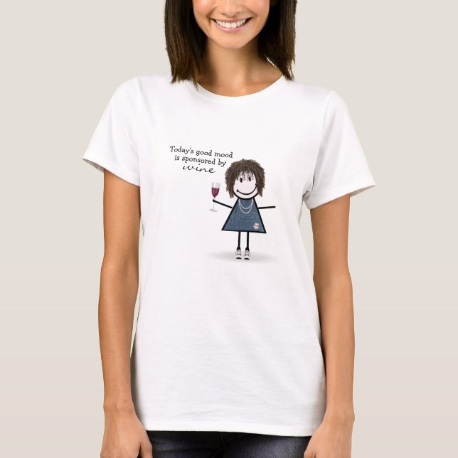 Stick Girl With Wine and Sneakers  T-Shirt (Front)
