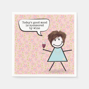 Stick Girl With Wine Glass Napkins