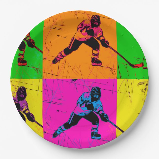 Stick Handling Hockey Player   Paper Plates (Front)