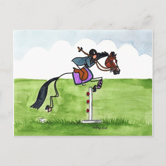 STICK HORSE Pony Showjumping Postcard Zazzle
