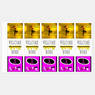 STICK IT  DANCING GIRL GOLDEN HAPPY BIIRTHDAY LABELS