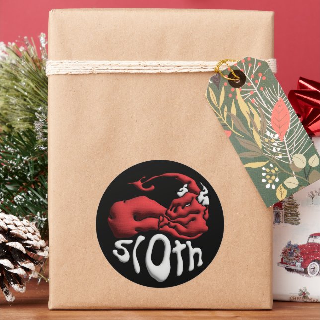 Stick it to your Sin Sloth Devil Classic Round Sticker (Holiday)