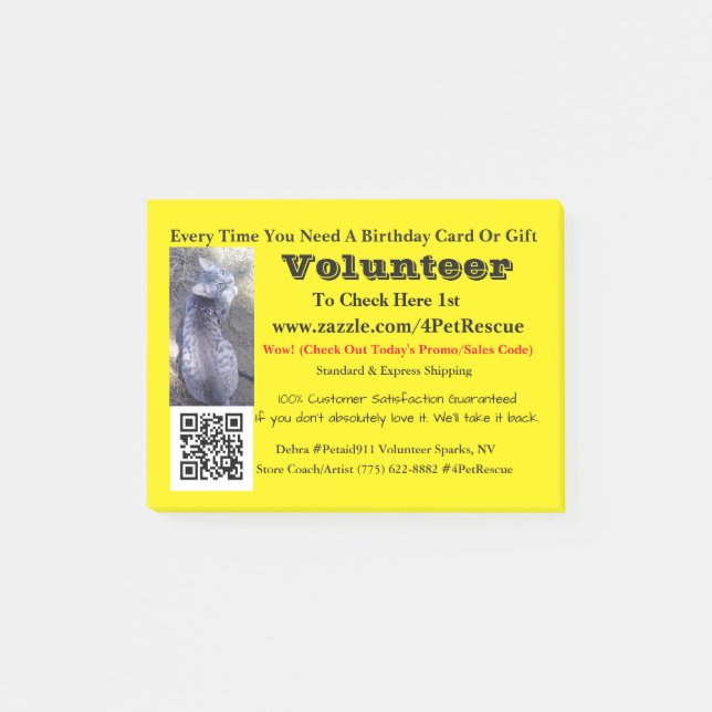 Stick It Volunteers Wanted #4PetRescue Post-it Notes (Front)