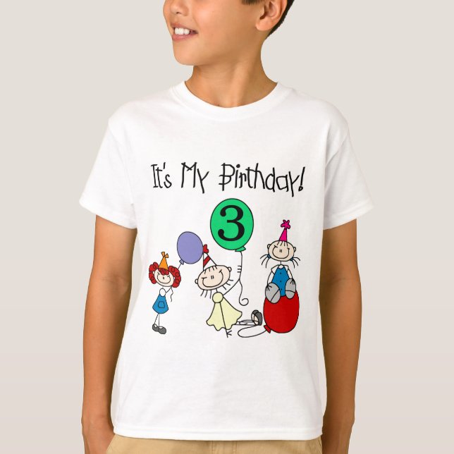 Stick Kids Party 3rd Birthday Tshirts and gifts (Front)