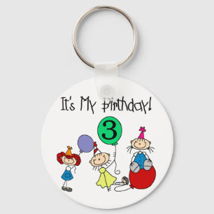 Stick Kids Party 3rd Birthday Tshirts and gifts Keychain