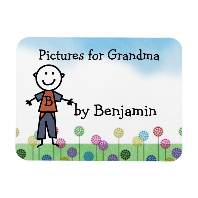 Stick Kids Personalized Fridge Art Flexi Magnet (Horizontal)