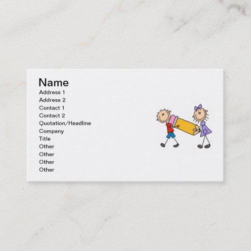 Stick Kids With Pencil Business Card Templates
