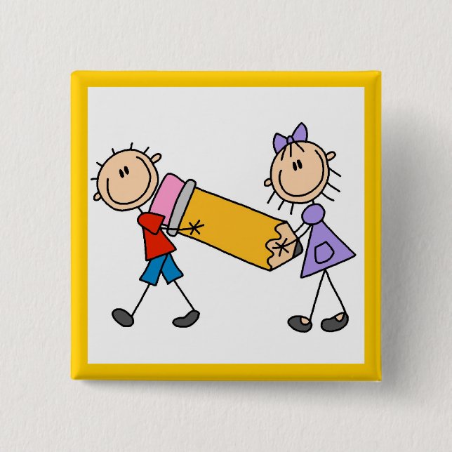 Stick Kids With Pencil Button (Front)