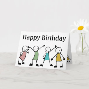 Stick Man Birthday Party Card