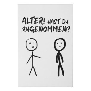 Stick Man Figure Naughty Minimalsim Cartoon Joke Faux Canvas Print